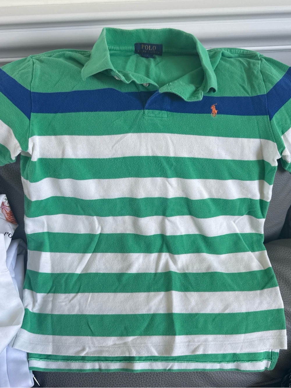 Polo by Ralph Lauren Green, White & Blue Striped Kids Polo